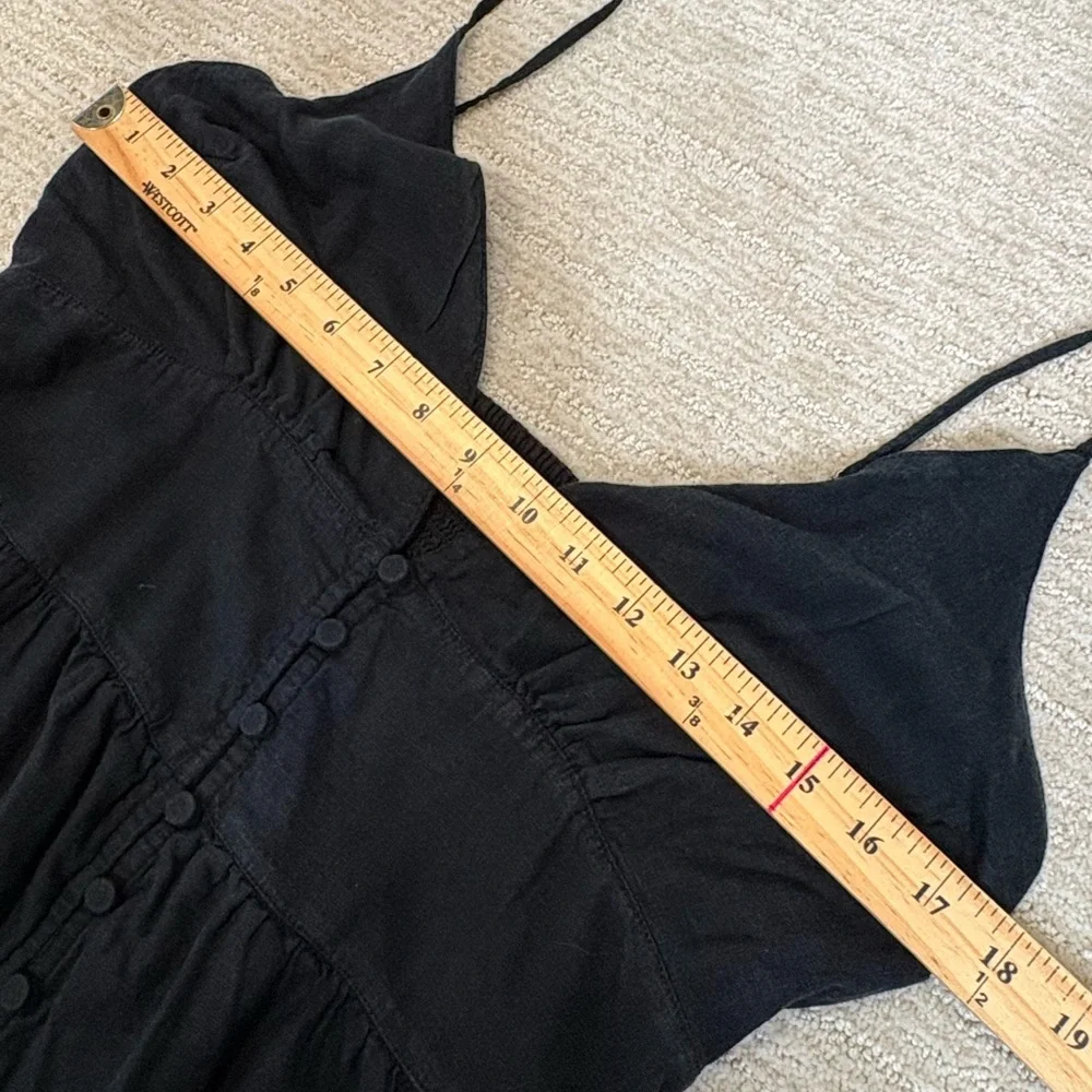 Abercrombie & Fitch Black Linen Blend Empire Sundress Size Large Tall Maxi Dress